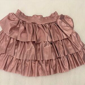 KIDS- Ruffle Tiered Metallic Pink Skirt